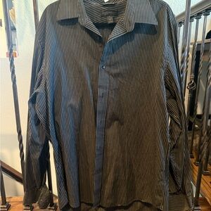 Express Black Casual Button Down Shirt with Traditional Collar